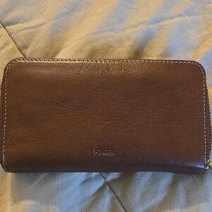 Fossil Brown Leather Clutch